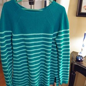 Green striped Lands' End Sweater